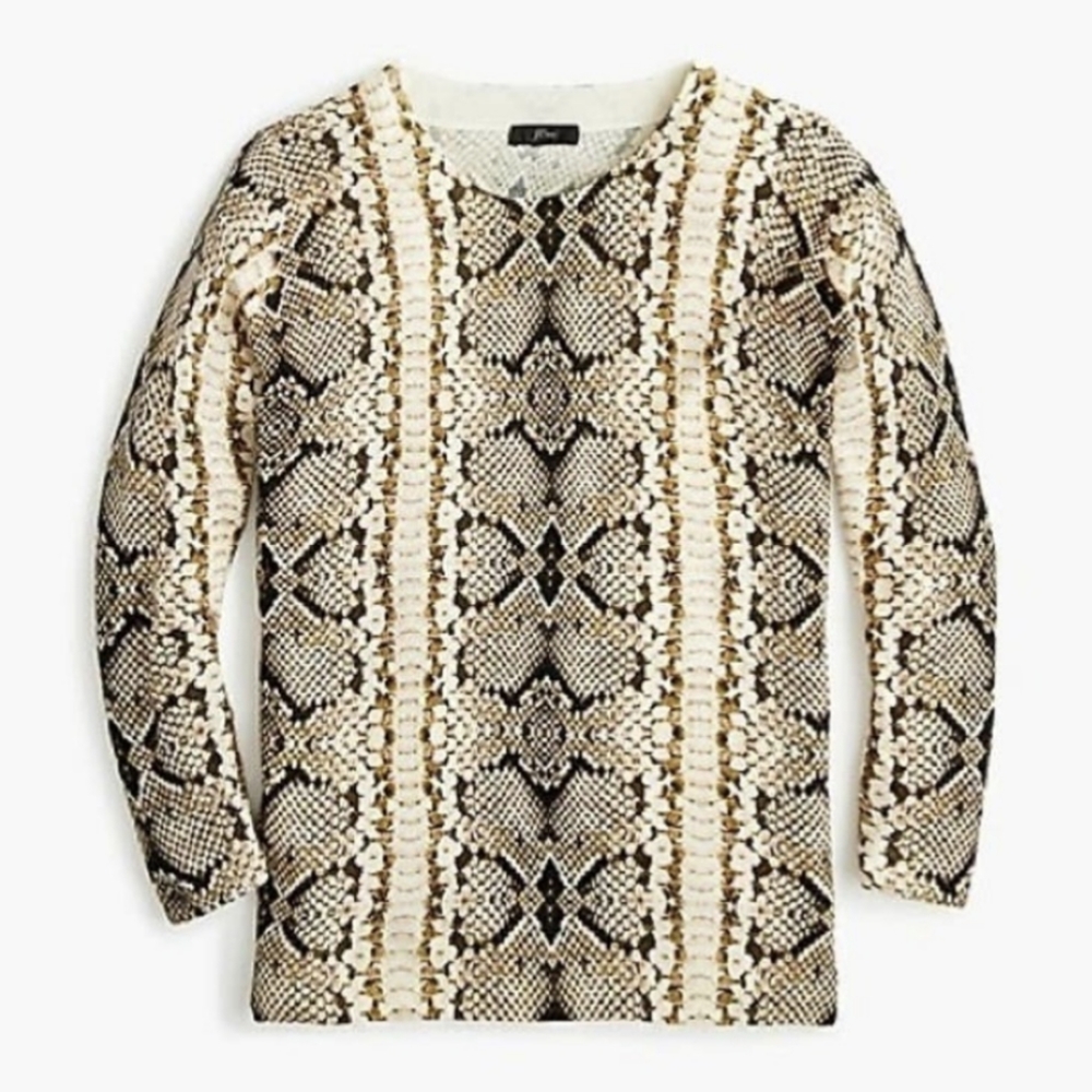 J Crew Merino Wool Sweater - Python Snake Print - Picture 2 of 7